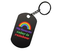 Porte-clés en acier inoxydable avec inscription « My Favorite Color Is Rainbow »