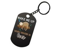 Porte-clés en acier inoxydable avec logo « Wake Me Up When Winter Is Over Sloth »