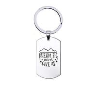 Porte-clés en acier inoxydable - Dream Big Never Gives Up, silverl