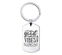 Porte-clés en acier inoxydable - Good Vibes Only, silverl