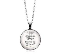 Porte-clés en acier inoxydable gravé « Always My Sister Forever My Friend »
