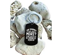 Porte-clés en acier inoxydable gravé « Ask Yourself Can I Give More The Ansver Is Usually Yes », Noir , M