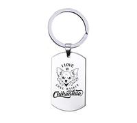 Porte-clés en acier inoxydable - I Love My Long Haired Chihuahua, silverl