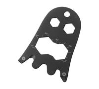 Porte-clés en acier inoxydable léger avec tournevis et décapsuleur, clé à molette, finition sablée, carte utilitaire noire sablée