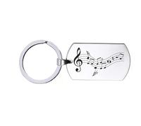 Porte-clés en acier inoxydable - Notes de musique, silverl