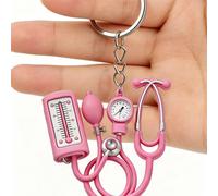 Porte-clés en acrylique 2D, ensemble stéthoscope rose + moniteur de pression artérielle, 1 pièce, pendentif de style médical guérisseur, cadeau idéal pour les infirmières, les médecins et les passionn