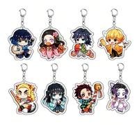 Porte-clés en acrylique de décoration suspendue de sac de bande dessinée: pendentif de dessin animé mignon Kimetsu No Yaiba Iguro Obanai Y2K, convenant pour les sacs à bandoulière, les sacs à dos et l