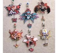 Porte-clés en acrylique Hazbin Hotel, pendentif mignon version Q, décoration élégante pour sac à dos, cadeau d'anniversaire exquis pour les collectionneurs et les passionnés keychain4-1pcs