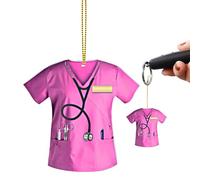 Porte-clés en acrylique - Pendentif de rétroviseur en forme d'uniforme d'infirmière - Couleurs vives - Décoration intérieure de véhicule pour poignée de porte, fenêtre, sac à dos