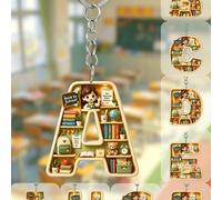 Porte-clés en acrylique plat 2D thème rentrée scolaire, pendentif charmant design mignon de salle de classe pour étudiants, pendentif style scolaire apaisant, cadeau idéal pour les étudiants, les ense