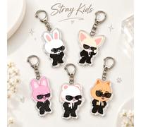Porte-clés en acrylique Stray Kids Skzoo, pendentif personnage, accessoire de sac, objet de collection, cadeau pour fan, accessoires de bijouterie noir