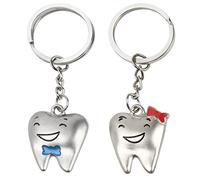Porte-clés en argent avec dents pour elle et lui - Cadeau mignon pour couple avec pendentif en forme de dent - Cadeau pour petite amie, petit ami, accessoire de sac à main - Anneau fendu