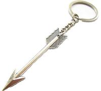 Porte-clés en argent avec nœud et flèche - Style bohème - Cadeau pour arbalète - Bijoux de tir à l'arc - Perles et accessoires de bijoux (flèche avec chaîne 1,1 x 6,5 cm), doré, 1