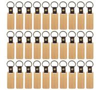 Porte-Clés En Bois,30 Pièces 6.5 * 2.8cm Porte Clés En Bois Naturel,Porte-Clés Vierges En Bois,Chaîne De Clé En Bois Pour Artisanat Bricolage,Peindre,Décoration