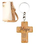 Porte-clés en bois avec biblique - Pendentif de foi inspirant, de voyage religieux, mini charme des Écritures | Détail de conception de corps en bois élégant, souvenir de cadeau de bénédic