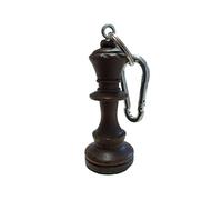 Porte-clés en bois avec pièce d'échecs - Idéal pour les sacs à dos ou les sacs d'échecs (noir Queen S)
