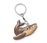 Porte-clés en bois - Baleine à bosse