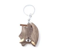 Porte-clés en bois - chauve-souris à l'envers