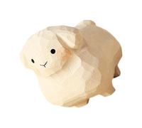 Porte-clés en bois fabriqué à la main en forme de mouton miniature - Décoration pour anniversaire, fête de Noël - Figurine de mouton en bois sculpté à la main