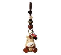 Porte-clés en bois fait à la main avec signe du zodiaque serpent, Cheval signe du zodiaque sculpté sur bois - Style de vérité à six mots, S