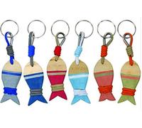 Porte-clés en bois flottant « pêche » Plusieurs couleurs avec redance