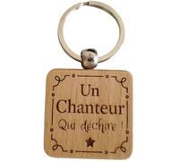 Porte-Clés en Bois Gravé et Personnalisé - Idée Cadeau Chanteur Homme Original pour Prof Chant, Choriste - Porte Clef Chanteur Idéal pour Noël et Anniversaire
