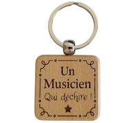 Porte-Clés en Bois Gravé et Personnalisé - Idée Cadeau Musicien Homme Original pour Guitariste, Batteur, Pianiste - Porte Clef Musicien Idéal pour Noël et Anniversaire