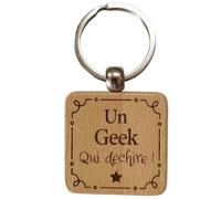 Porte-Clés en Bois Gravé Idée Cadeau Geek Homme Original et Insolite pour Gamer, Fan de Jeux Vidéo, Informaticien - Porte Clef Geek Parfait pour Cadeau de Noël, Anniversaire ou Remerciement