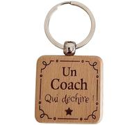 Porte-Clés en Bois Gravé Personnalisé - Idée Cadeau Coach Homme Unique pour Collègue de Travail, Ami, Famille - Porte Clef Coach Idéal pour Cadeau de Noël, Anniversaire