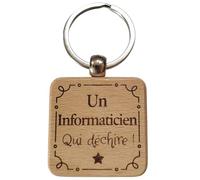 Porte-Clés en Bois Gravé Personnalisé - Idée Cadeau Informaticien Original pour Développeur, Programmeur, Ingénieur IT - Porte Clef Informaticien Parfait pour Cadeau de Noël, Anniversaire