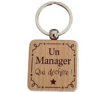 Porte-Clés en Bois Gravé Personnalisé - Idée Cadeau Manager Homme Unique pour Collègue de Travail, Ami, Famille - Porte Clef Manager Homme Idéal pour Cadeau de Noël, Anniversaire