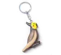 Porte-clés en bois - Perruche nymphette