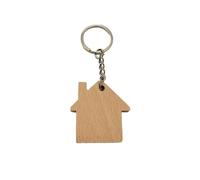 Porte-clés en bois- porte-clés de voiture ou de maison en forme de petite maison avec chaînette et anneau