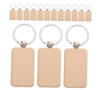 Porte-clés en bois vierge, rectangulaire, Grain naturel, étiquettes en bois inachevé, pour bricolage, artisanat, peinture, accessoires d'estampage, 20 pièces