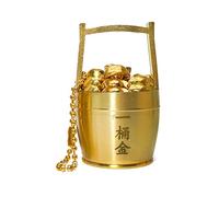 Porte-clés en caoutchouc avec symbole de bon augure traditionnel chinois pour décoration de voiture ou cadeau, Un seau d'or