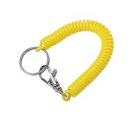Porte-clés en corde élastique anti-perte avec fermoir à ressort, 18 cm en spirale extensible pour l'extérieur (jaune)