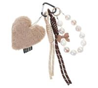 Porte-clés en corde tressée, perle en peluche, pendentif de