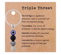 Porte-Clés en Cristal Contre le Mauvais Œil, Porte Clé Mauvais Oeil avec Carte Inspirante pour Sac à Main Sac à Dos et Clés de Voiture