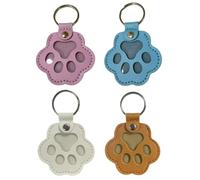 Porte-Clés en Cuir 4 Pièces, Porte-Clés D'Empreinte Créative, Ornements De Rangement pour Poils d'animaux, Pendentif De Sac Mignon.