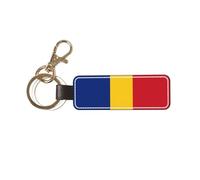 Porte-clés en cuir avec drapeau français - Cadeau personnalisé - Convient comme cadeau d'anniversaire, Drapeau de la Roumanie, taille unique