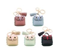 Porte-clés en cuir avec motif hibou et porte-monnaie pour femme et fille, Bean Lake Blue, 5.5*5.5cm