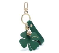 Porte-clés en cuir avec trèfle à quatre feuilles porte-bonheur - Cadeau pour examen, nouvel emploi, étudiant, accessoire de voiture, Vert, taille unique