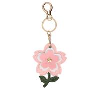 Porte-Clés en Cuir Motif Fleurs de Cerisier, Étui Anti-Rayures Traceur GPS Caché avec Anneau Compatible avec Airtag pour Portefeuille Sac à Dos pour Animaux de Compagnie