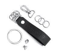 Porte-clés en Cuir Personnalisé pour Hommes, Porte-clés Personnalisé avec Photo/Texte, Porte-bague Clé pour le Mari Père (Noir & Gaufrage)