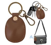 Porte-clés en cuir pour Airtag, étui de protection en cuir, avec porte-clés, pendentif en véritable pour AirTag, étui de protection compatible avec Apple Airtags (marron)