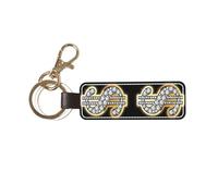 Porte-clés en cuir PU avec impression de signe dollar doré, porte-clés universel pour homme et femme