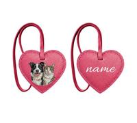 Porte-clés en Cuir PU Personnalisé avec Photo et Texte, 6.5cm | Forme Cœur ou Ronde, 10 Couleurs Disponibles, Double Face Imprimée, Idéal Souvenir Animal, Cadeau Couple & Amis