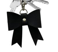 Porte-clés en cuir synthétique - Grand nœud en cuir, breloque nœud mignon en cuir, joli nœud en cuir PU, porte-clés coquette pour sac à dos, noir carbone, Refer to description