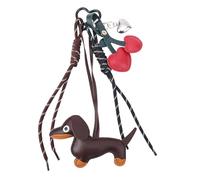 Porte-Clés en Cuir Teckel, Porte-Clés Mignon Chien Cœur et Cerise Pendentif de Sachet Porte-Clés Accessoires Teckel pour Sacs à Main Sacs Voitures