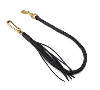 Porte-clés en cuir tressé 2 pièces en peau de vache véritable | Chaîne de style Punk Hip Hop faite à la main for suspendre des pantalons(Black)